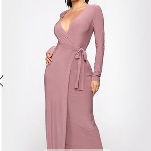 Vivi maxi wrap dress (mauve)